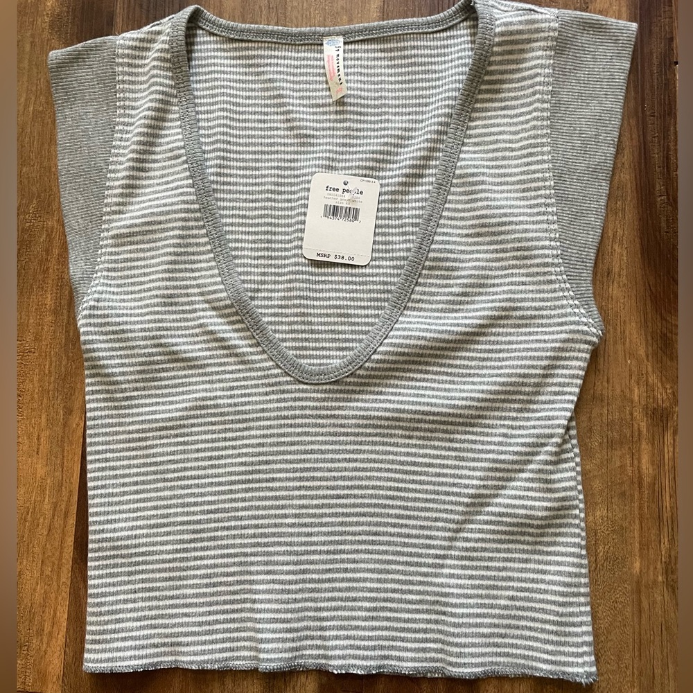 FP Movement by Free People Gray Striped Top